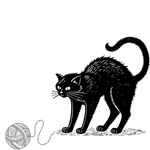 En kat, der leger med et garnnøgle, som symboliserer tråden på Flashback